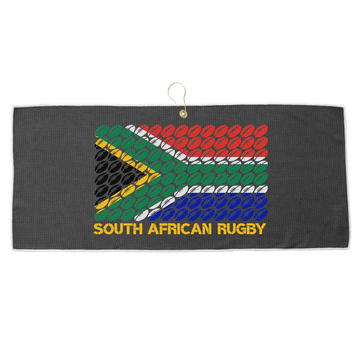 Rugby Ball Pattern South Africa Flag Large Microfiber Waffle Golf Towel