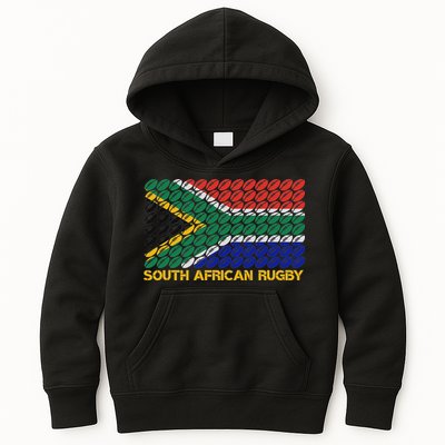 Rugby Ball Pattern South Africa Flag Kids Hoodie