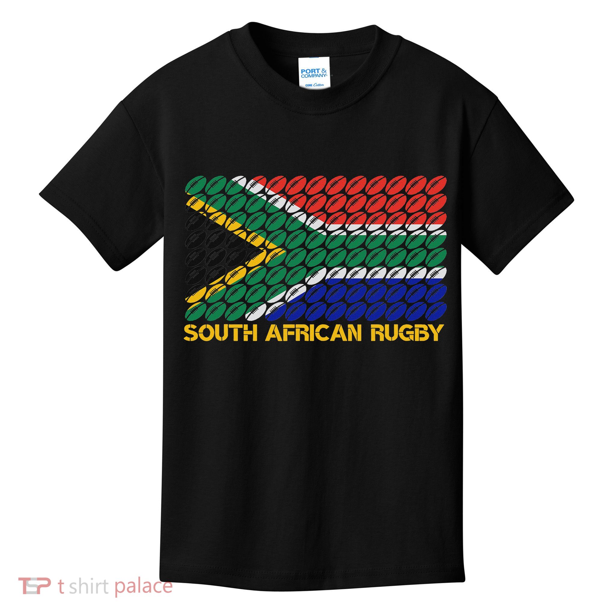 Rugby Ball Pattern South Africa Flag Kids T-Shirt