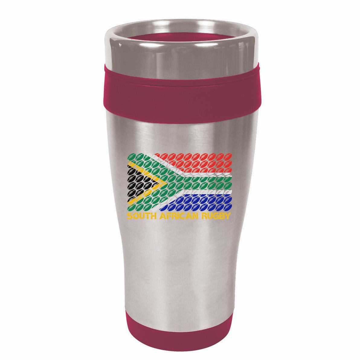 Rugby Ball Pattern South Africa Flag 16oz Travel Tumbler