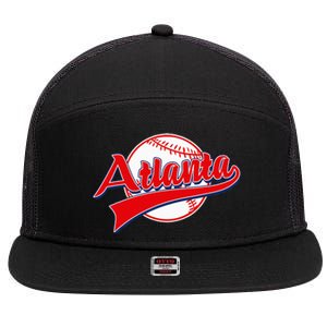 Retro Baseball Player Lover Atlanta Distressed Game Day 7 Panel Mesh Trucker Snapback Hat