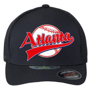 Retro Baseball Player Lover Atlanta Distressed Game Day Flexfit Unipanel Trucker Cap