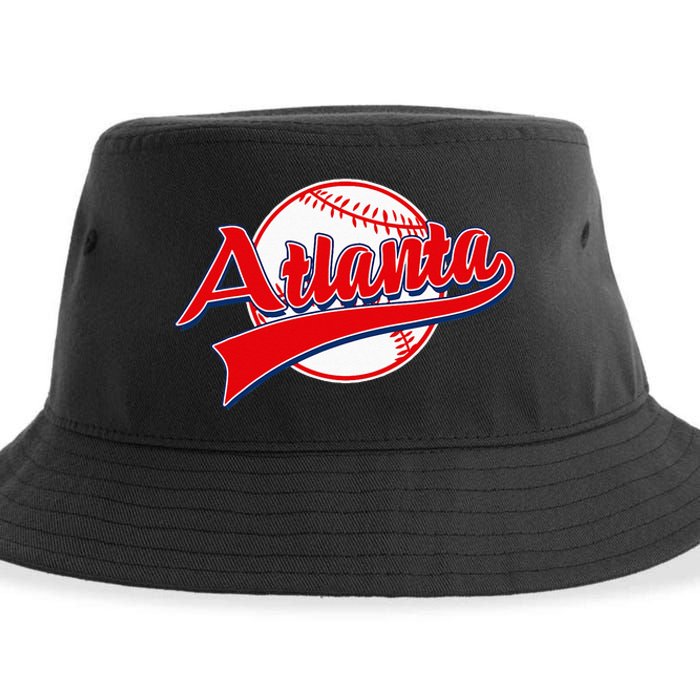 Retro Baseball Player Lover Atlanta Distressed Game Day Sustainable Bucket Hat