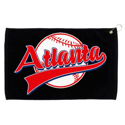 Retro Baseball Player Lover Atlanta Distressed Game Day Grommeted Golf Towel