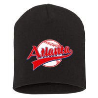 Retro Baseball Player Lover Atlanta Distressed Game Day Short Acrylic Beanie