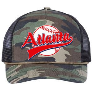 Retro Baseball Player Lover Atlanta Distressed Game Day Retro Rope Trucker Hat Cap