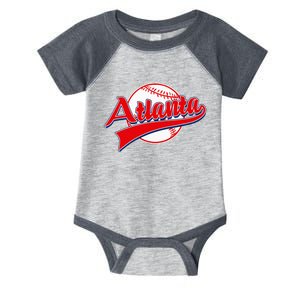 Retro Baseball Player Lover Atlanta Distressed Game Day Infant Baby Jersey Bodysuit