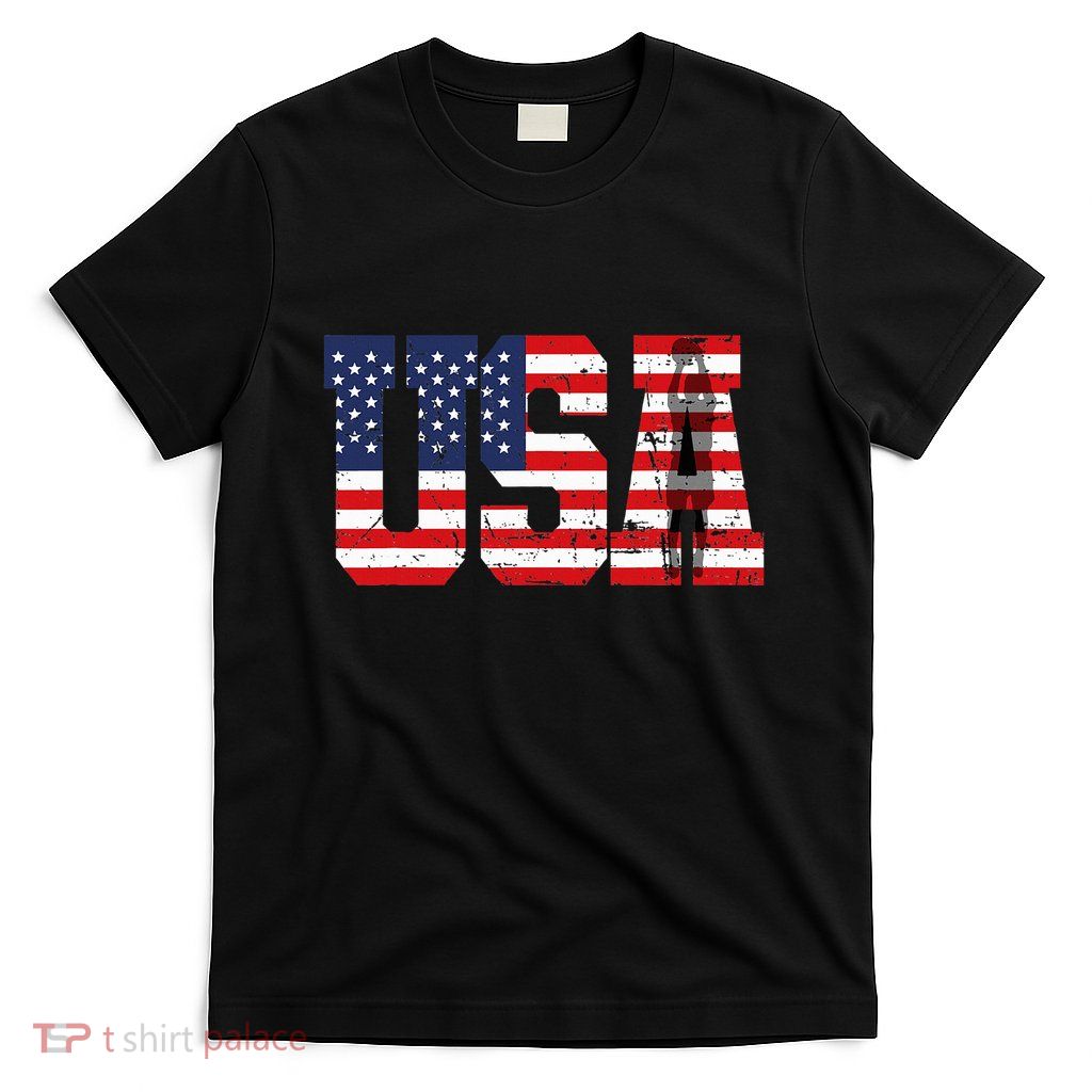 Retro Basketball Player Silhouette American Flag Usa T-Shirt