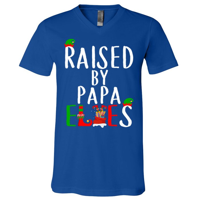 Raised By Papa Matching Group Xmas Gift V-Neck T-Shirt