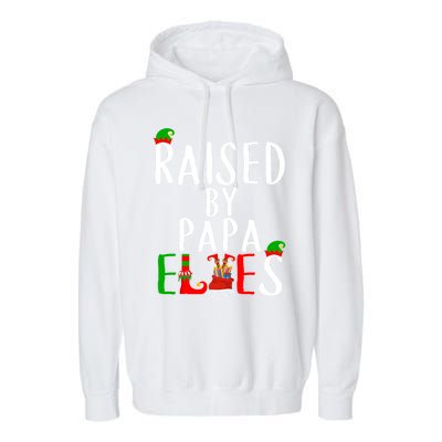 Raised By Papa Matching Group Xmas Gift Garment-Dyed Fleece Hoodie