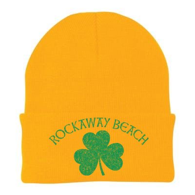 Rockaway Beach Queens Ny Irish Shamrock Distress Green Print Cute Gift Knit Cap Winter Beanie