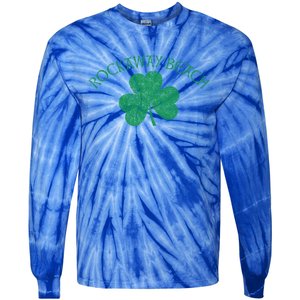 Rockaway Beach Queens Ny Irish Shamrock Distress Green Print Cute Gift Tie-Dye Long Sleeve Shirt