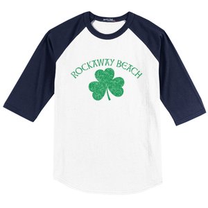 Rockaway Beach Queens Ny Irish Shamrock Distress Green Print Cute Gift Baseball Sleeve Shirt