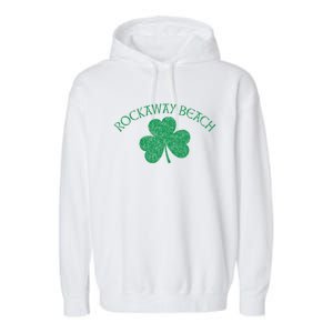 Rockaway Beach Queens Ny Irish Shamrock Distress Green Print Cute Gift Garment-Dyed Fleece Hoodie