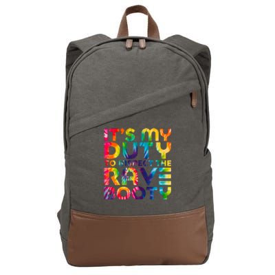 Rave Booty Quote Funny EDM Music Festival Outfit Cotton Canvas Backpack