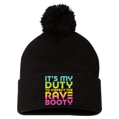 Rave Booty Quote Funny EDM Music Festival Outfit Pom Pom 12in Knit Beanie