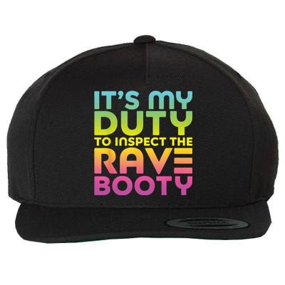 Rave Booty Quote Funny EDM Music Festival Outfit Wool Snapback Cap