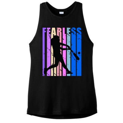 Retro Baseball Queen Fearless Motivational Inspirational Gift Ladies PosiCharge Tri-Blend Wicking Tank