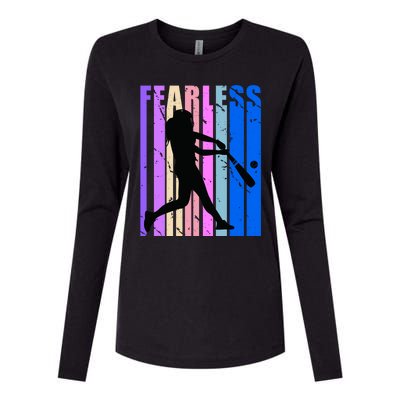 Retro Baseball Queen Fearless Motivational Inspirational Gift Womens Cotton Relaxed Long Sleeve T-Shirt