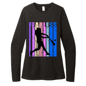 Retro Baseball Queen Fearless Motivational Inspirational Gift Womens CVC Long Sleeve Shirt