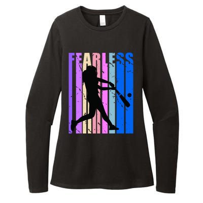 Retro Baseball Queen Fearless Motivational Inspirational Gift Womens CVC Long Sleeve Shirt