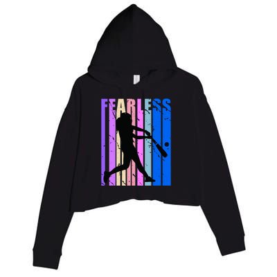 Retro Baseball Queen Fearless Motivational Inspirational Gift Crop Fleece Hoodie