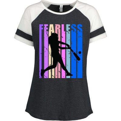 Retro Baseball Queen Fearless Motivational Inspirational Gift Enza Ladies Jersey Colorblock Tee