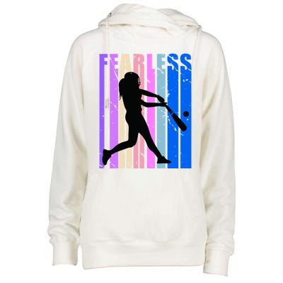 Retro Baseball Queen Fearless Motivational Inspirational Gift Womens Funnel Neck Pullover Hood