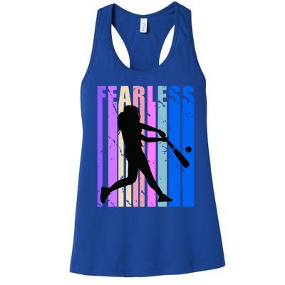 Retro Baseball Queen Fearless Motivational Inspirational Gift Women's Racerback Tank