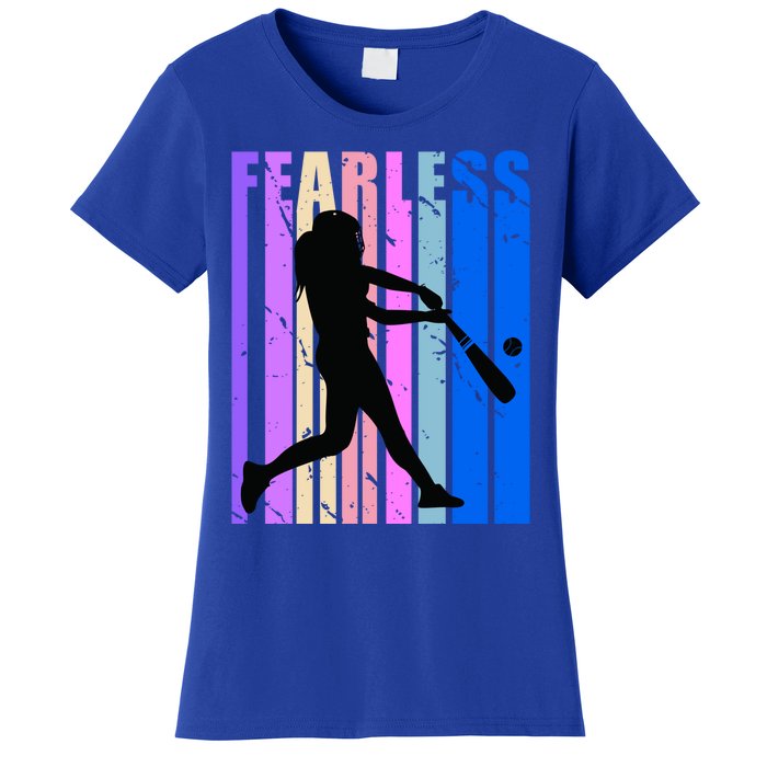 Retro Baseball Queen Fearless Motivational Inspirational Gift Women's T-Shirt