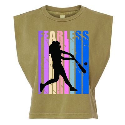 Retro Baseball Queen Fearless Motivational Inspirational Gift Garment-Dyed Women's Muscle Tee