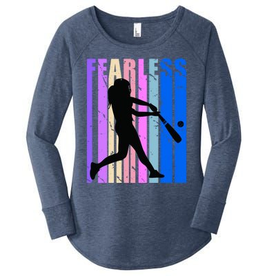 Retro Baseball Queen Fearless Motivational Inspirational Gift Women's Perfect Tri Tunic Long Sleeve Shirt