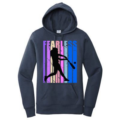 Retro Baseball Queen Fearless Motivational Inspirational Gift Women's Pullover Hoodie