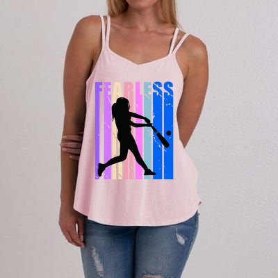 Retro Baseball Queen Fearless Motivational Inspirational Gift Women's Strappy Tank