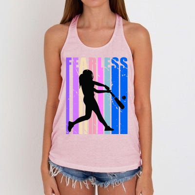 Retro Baseball Queen Fearless Motivational Inspirational Gift Women's Knotted Racerback Tank