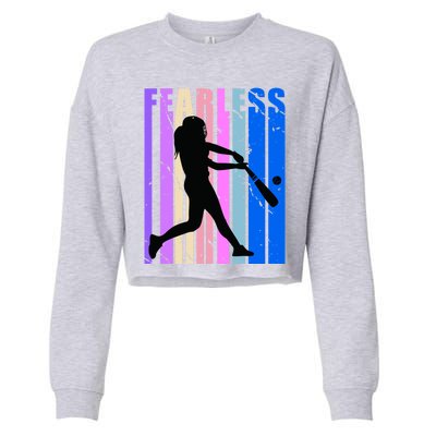 Retro Baseball Queen Fearless Motivational Inspirational Gift Cropped Pullover Crew