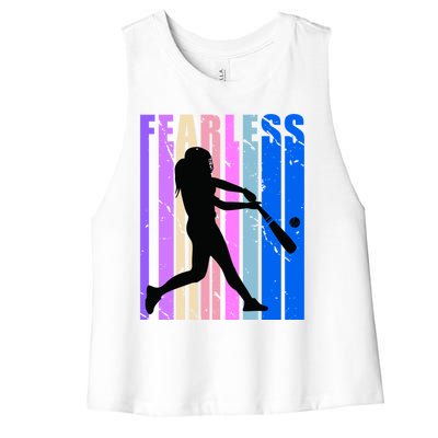 Retro Baseball Queen Fearless Motivational Inspirational Gift Women's Racerback Cropped Tank