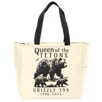 Retro Bear Queen Of The Tetons Grizzly 399 National Park Zip Tote Bag