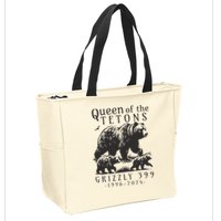 Retro Bear Queen Of The Tetons Grizzly 399 National Park Zip Tote Bag