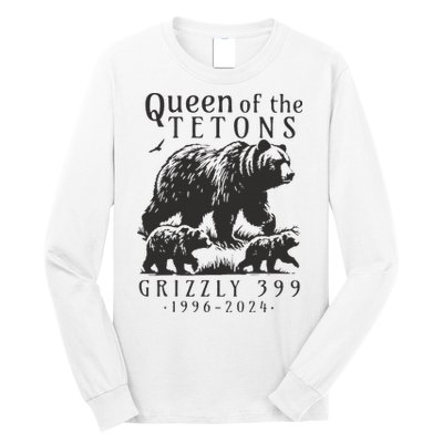 Retro Bear Queen Of The Tetons Grizzly 399 National Park Long Sleeve Shirt
