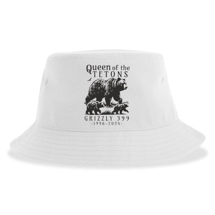 Retro Bear Queen Of The Tetons Grizzly 399 National Park Sustainable Bucket Hat