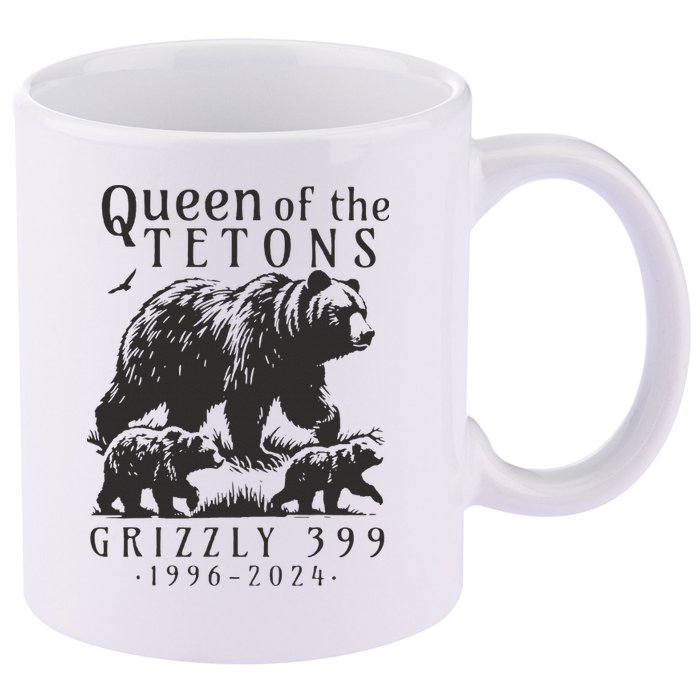 Retro Bear Queen Of The Tetons Grizzly 399 National Park 11oz C Handle Ceramic Mug