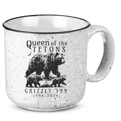 Retro Bear Queen Of The Tetons Grizzly 399 National Park 15oz Campfire Ceramic Mug