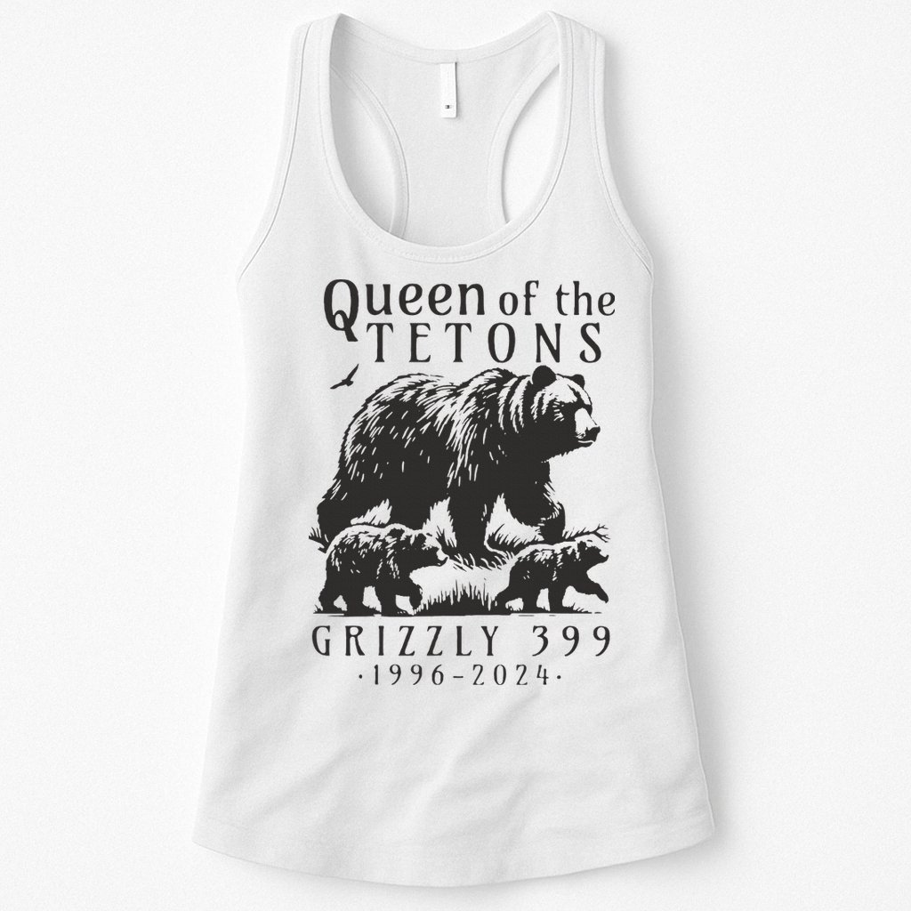 Retro Bear Queen Of The Tetons Grizzly 399 National Park Womens Tank Top