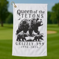 Retro Bear Queen Of The Tetons Grizzly 399 National Park Golf Towel
