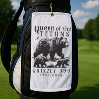Retro Bear Queen Of The Tetons Grizzly 399 National Park Golf Towel