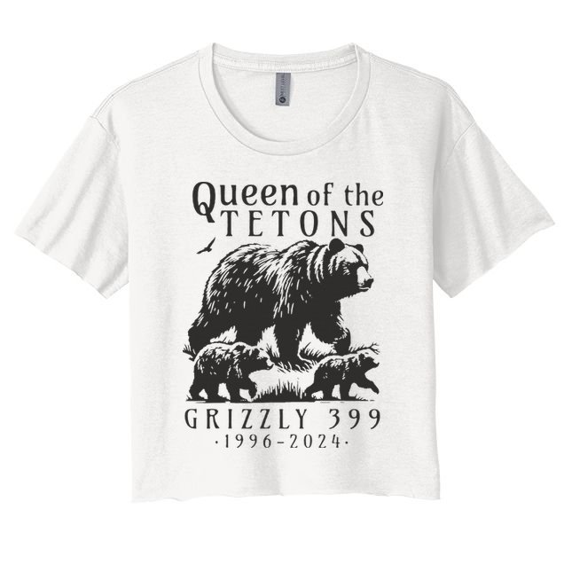 Retro Bear Queen Of The Tetons Grizzly 399 National Park Crop Top