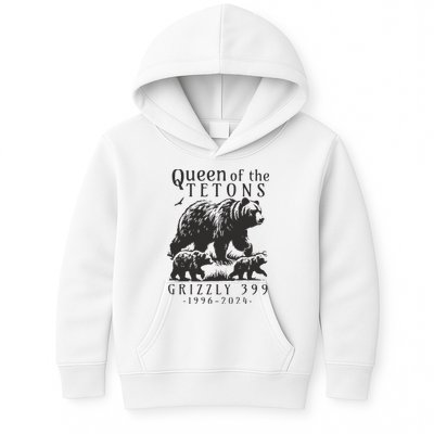 Retro Bear Queen Of The Tetons Grizzly 399 National Park Kids Hoodie