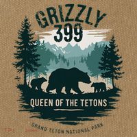 Retro Bear Queen Of The Tetons Grizzly 399 National Park Cotton Canvas Backpack