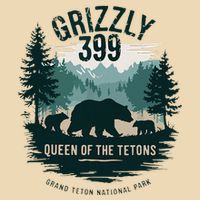 Retro Bear Queen Of The Tetons Grizzly 399 National Park Drawstring Bag